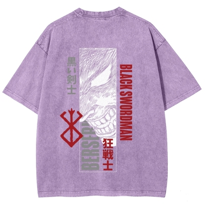 Berserk Anime Acid Washed Oversize T-Shirt