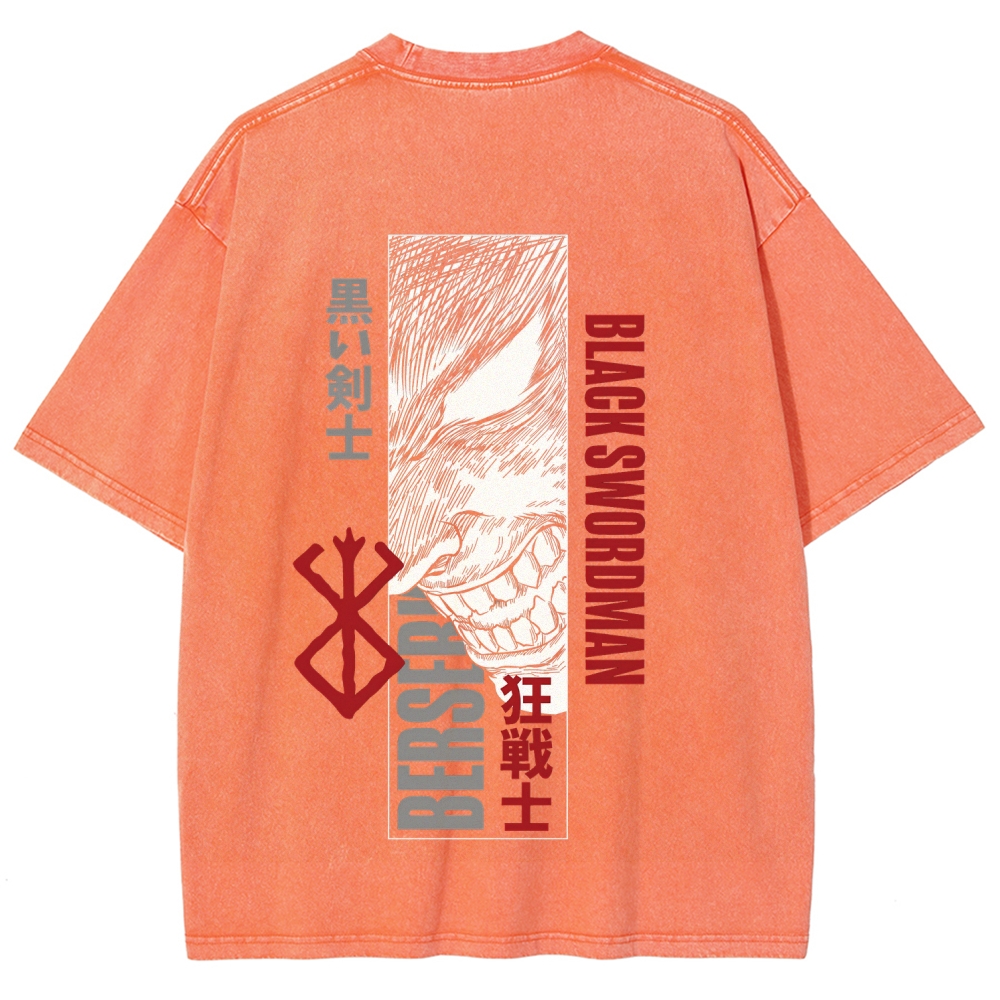Berserk Anime Acid Washed Oversize T-Shirt