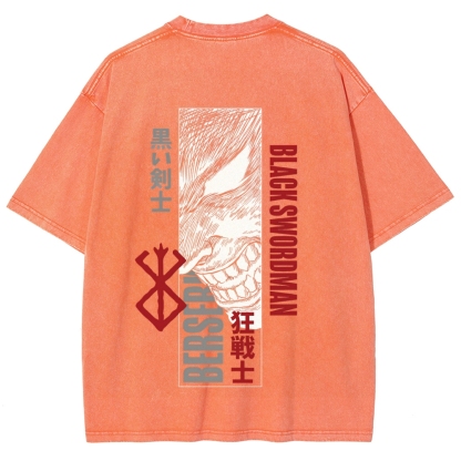 Berserk Anime Acid Washed Oversize T-Shirt