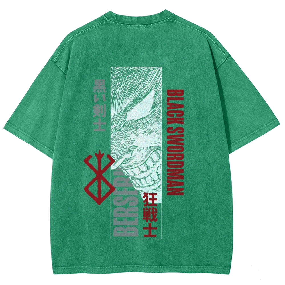 Berserk Anime Acid Washed Oversize T-Shirt