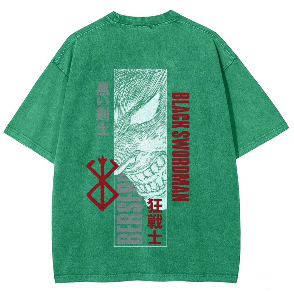 Berserk Anime Acid Washed Oversize T-Shirt