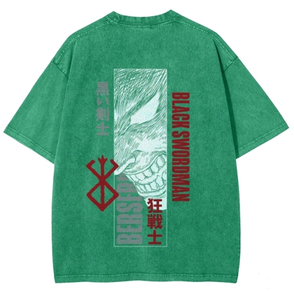 Berserk Anime Acid Washed Oversize T-Shirt