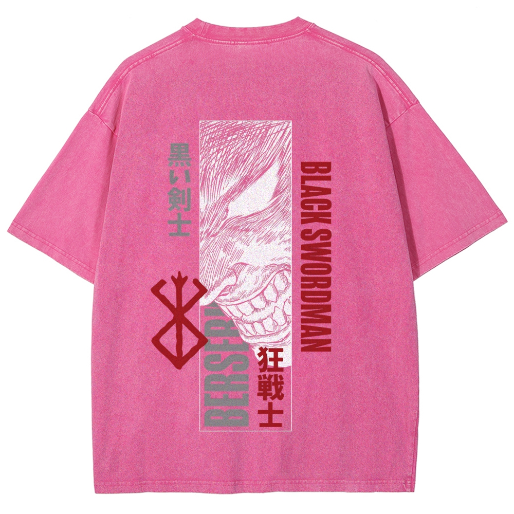 Berserk Anime Acid Washed Oversize T-Shirt