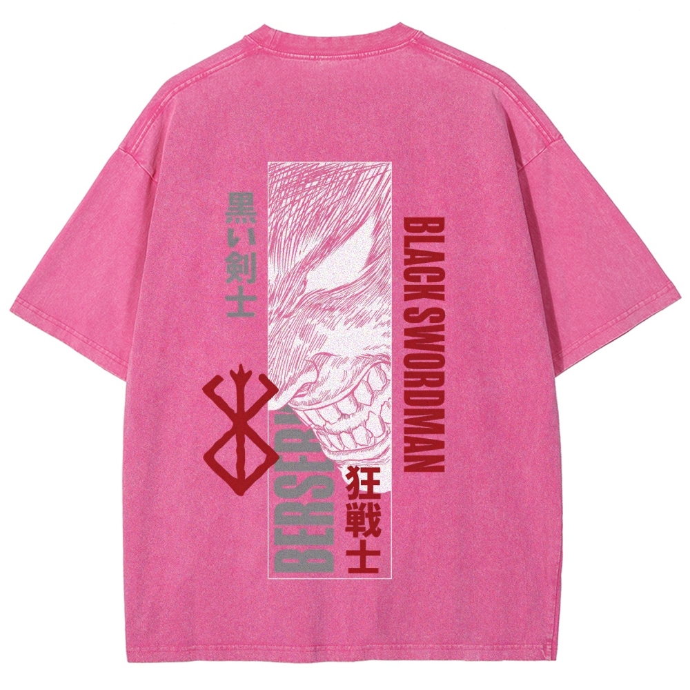Berserk Anime Acid Washed Oversize T-Shirt