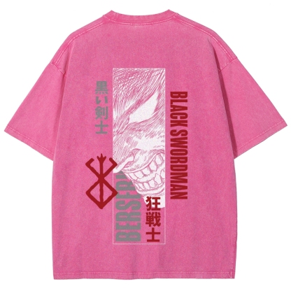 Berserk Anime Acid Washed Oversize T-Shirt