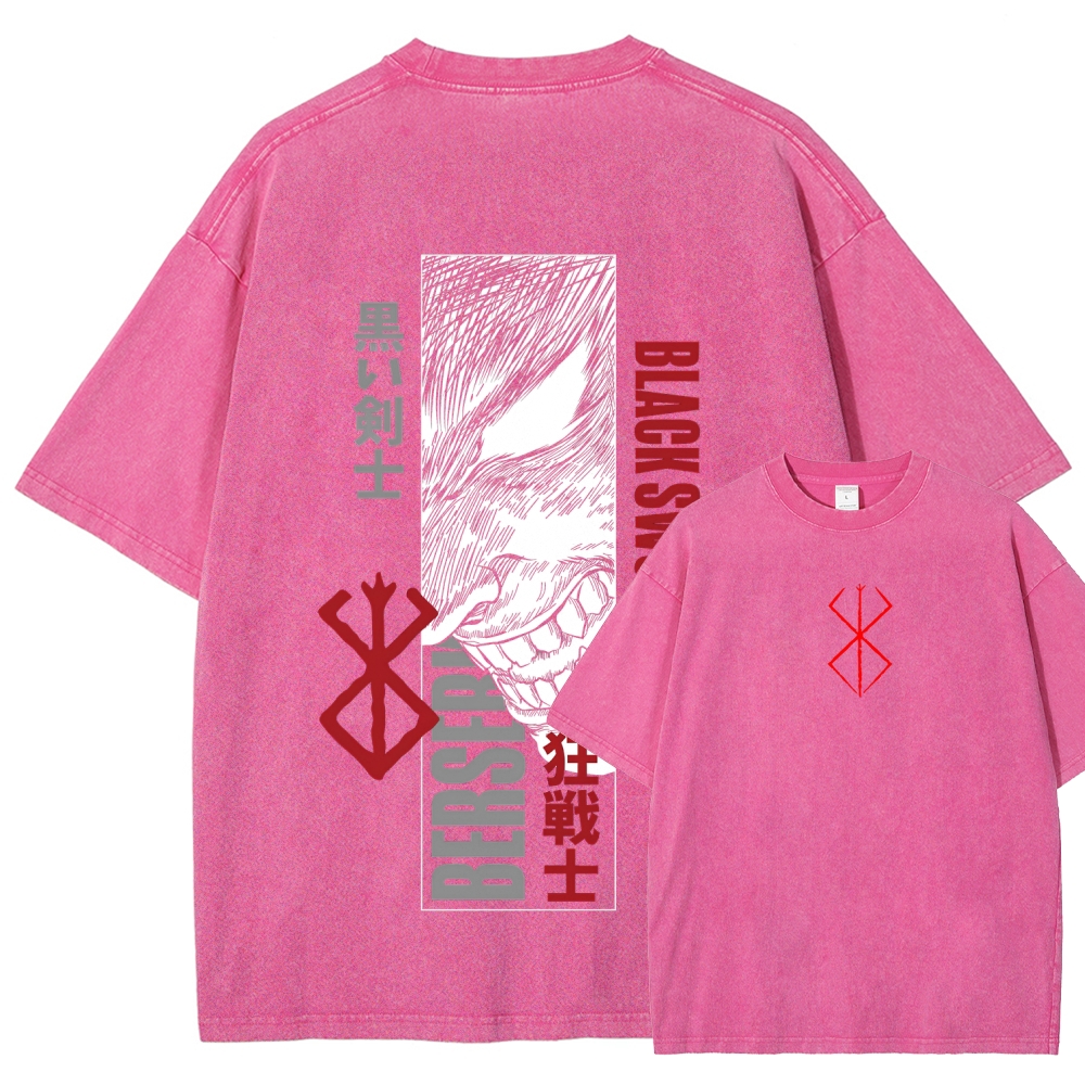 Berserk Anime Acid Washed Oversize T-Shirt