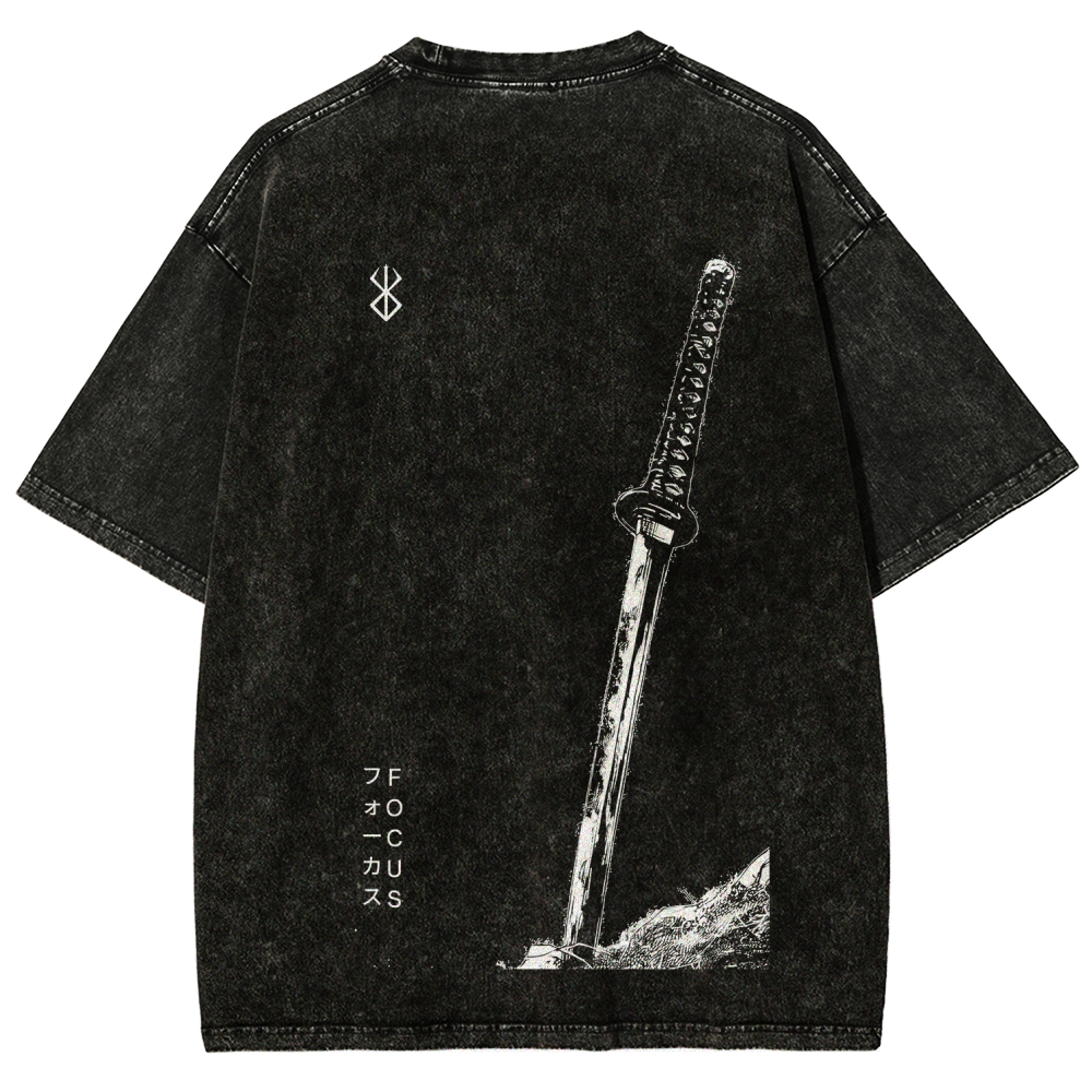 Berserk Anime Acid Washed Oversize T-Shirt
