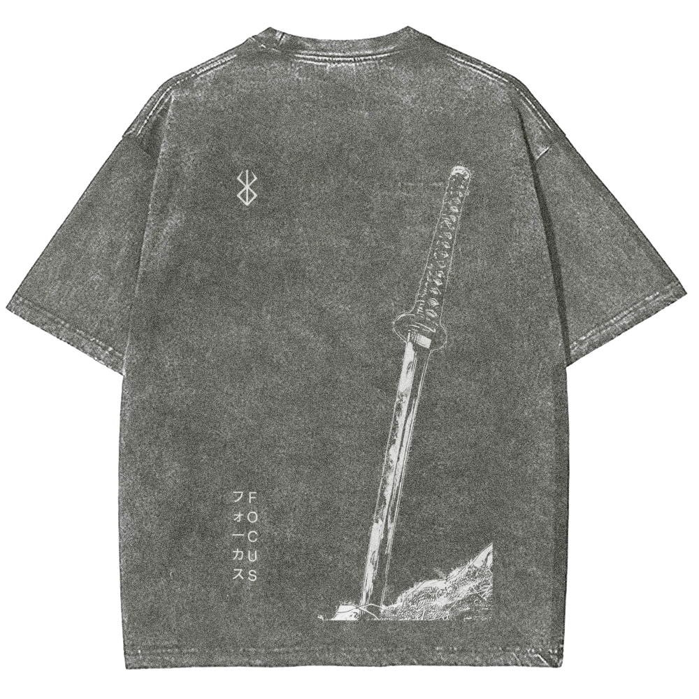 Berserk Anime Acid Washed Oversize T-Shirt