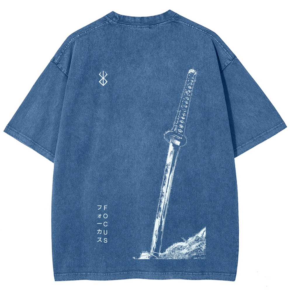 Berserk Anime Acid Washed Oversize T-Shirt