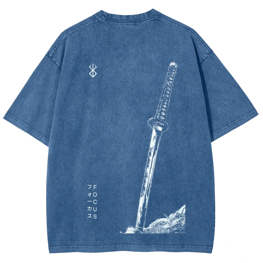 Berserk Anime Acid Washed Oversize T-Shirt