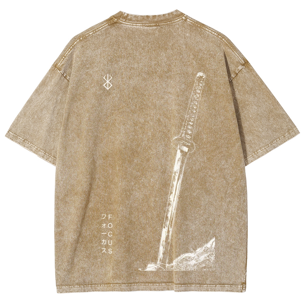 Berserk Anime Acid Washed Oversize T-Shirt