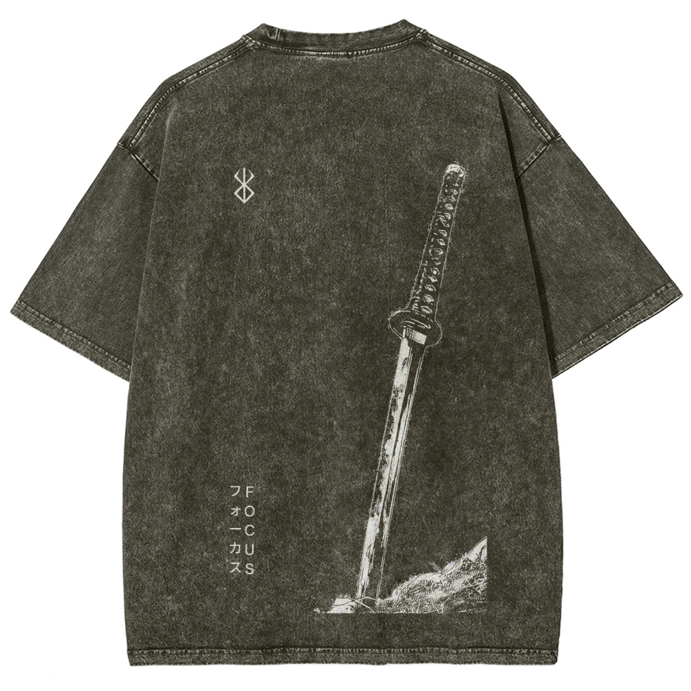 Berserk Anime Acid Washed Oversize T-Shirt