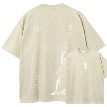 Berserk Anime Acid Washed Oversize T-Shirt