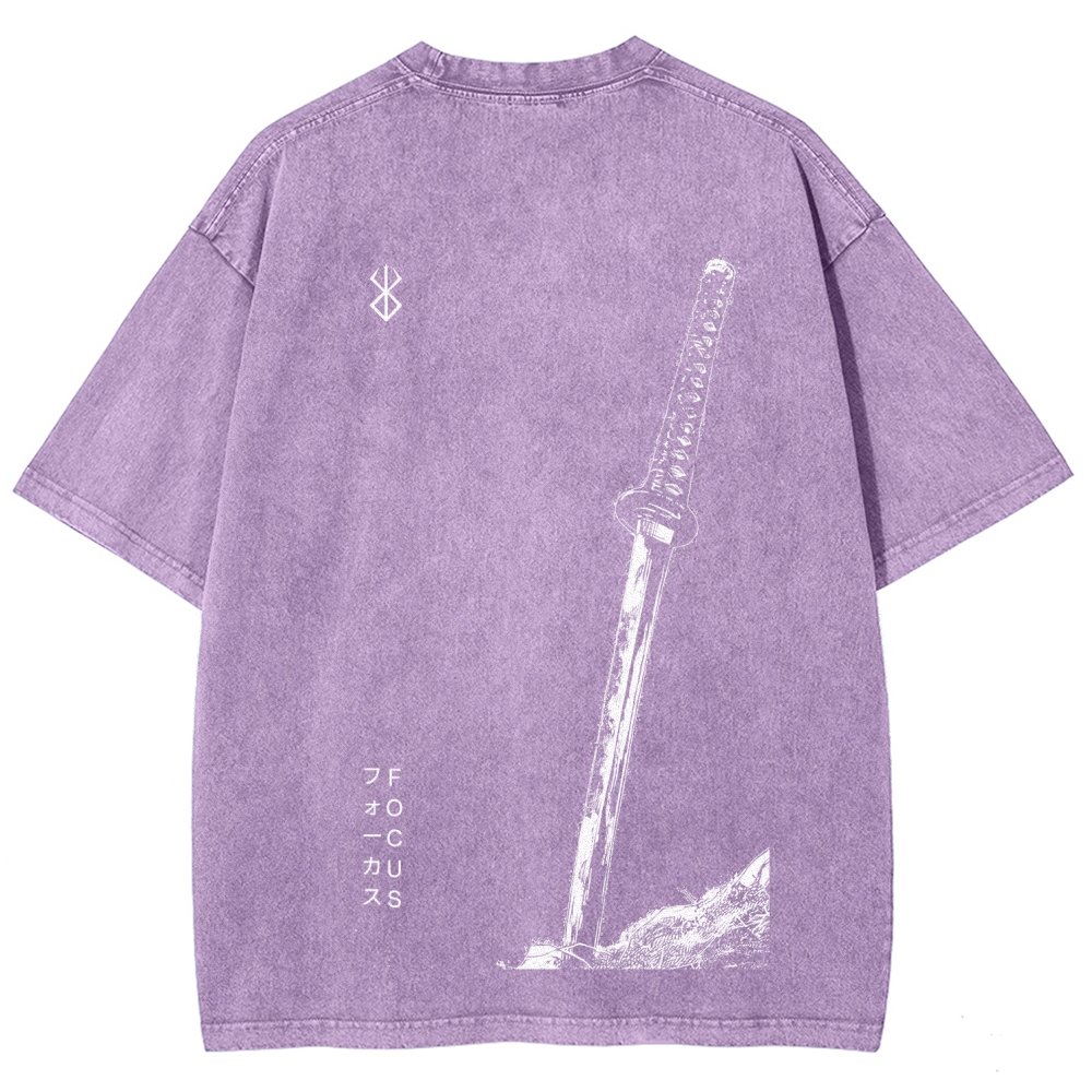 Berserk Anime Acid Washed Oversize T-Shirt