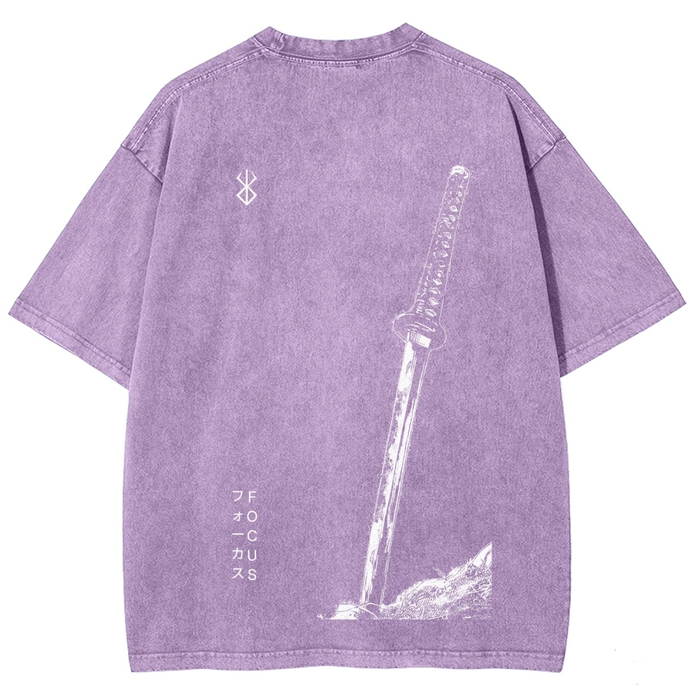 Berserk Anime Acid Washed Oversize T-Shirt