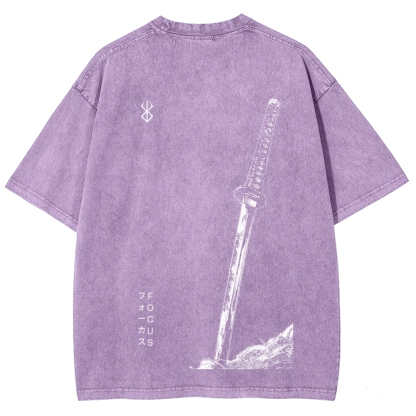 Berserk Anime Acid Washed Oversize T-Shirt