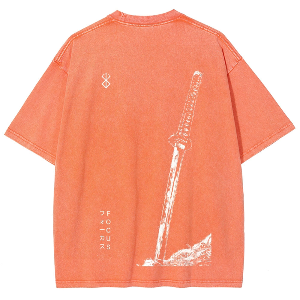 Berserk Anime Acid Washed Oversize T-Shirt