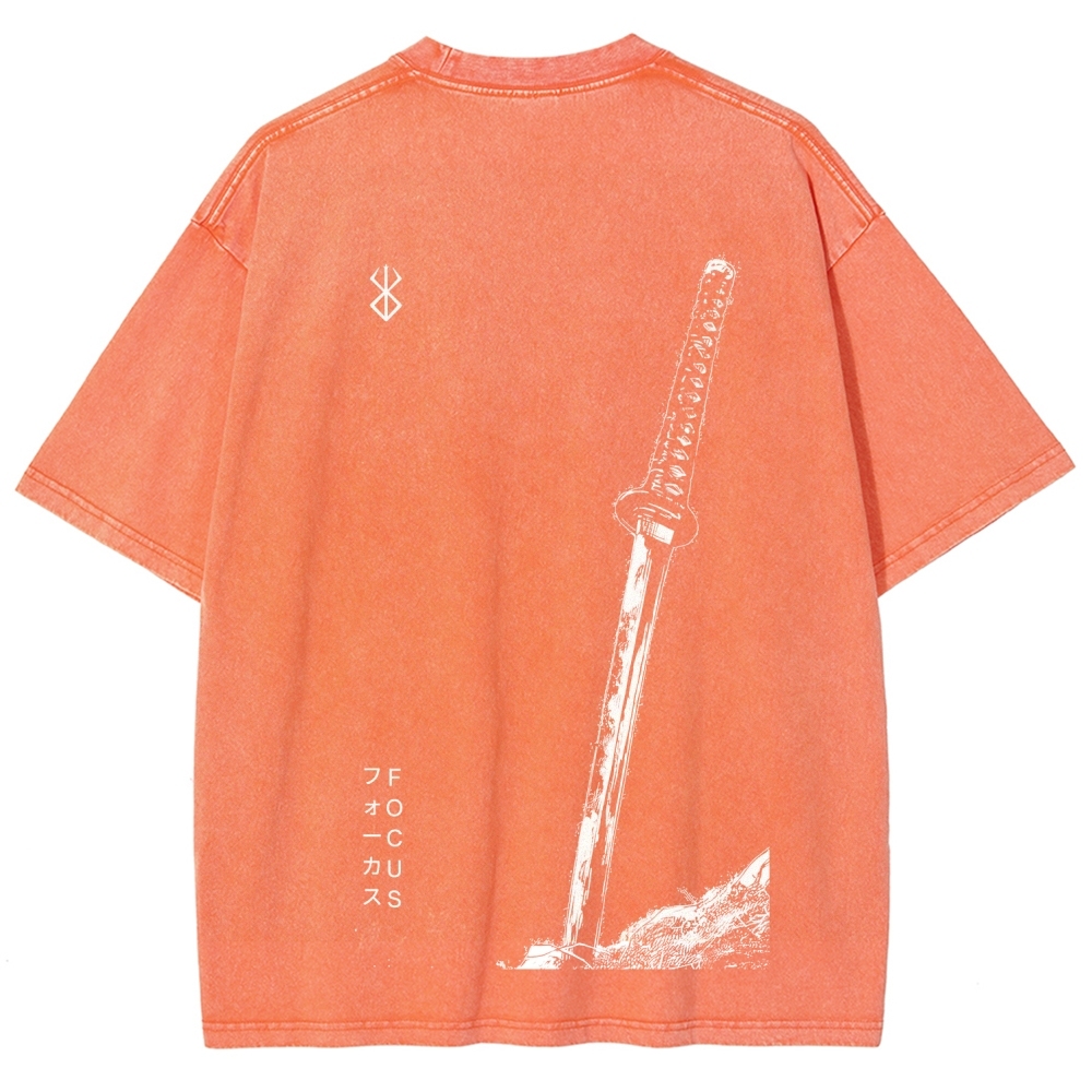 Berserk Anime Acid Washed Oversize T-Shirt