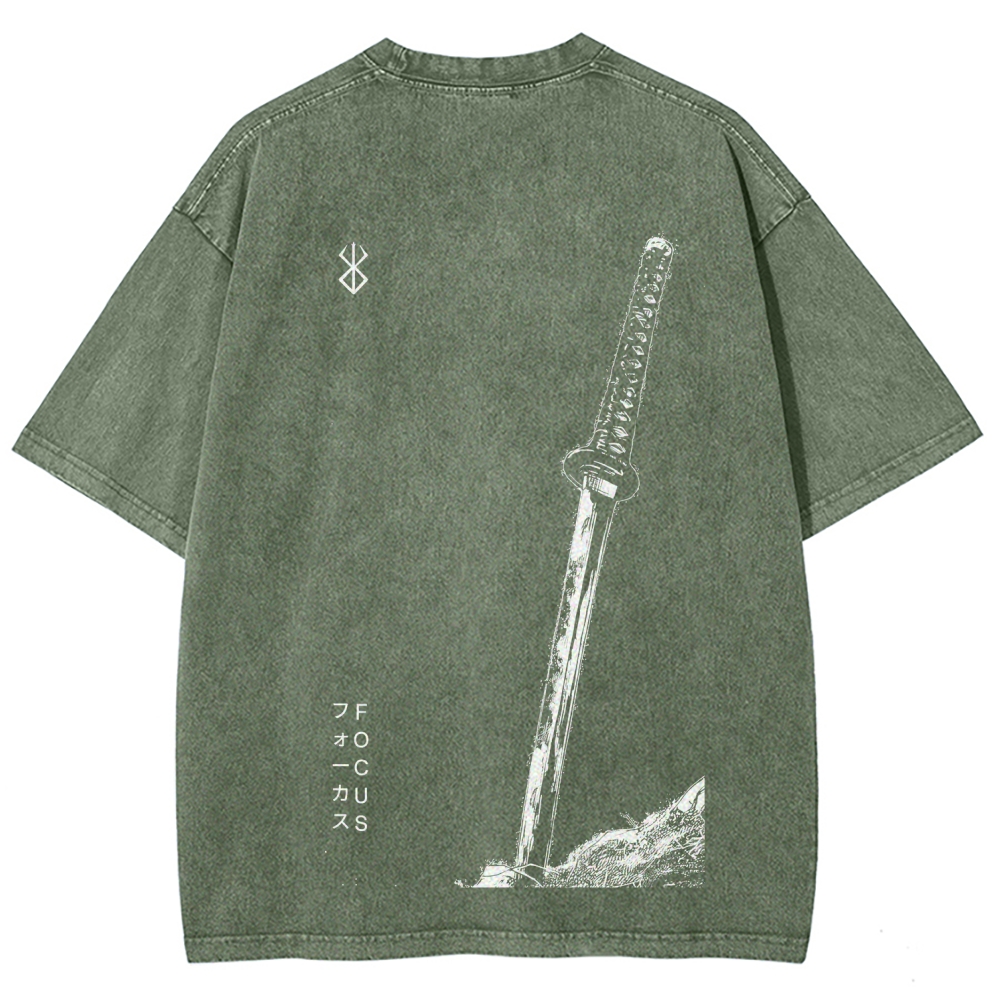 Berserk Anime Acid Washed Oversize T-Shirt