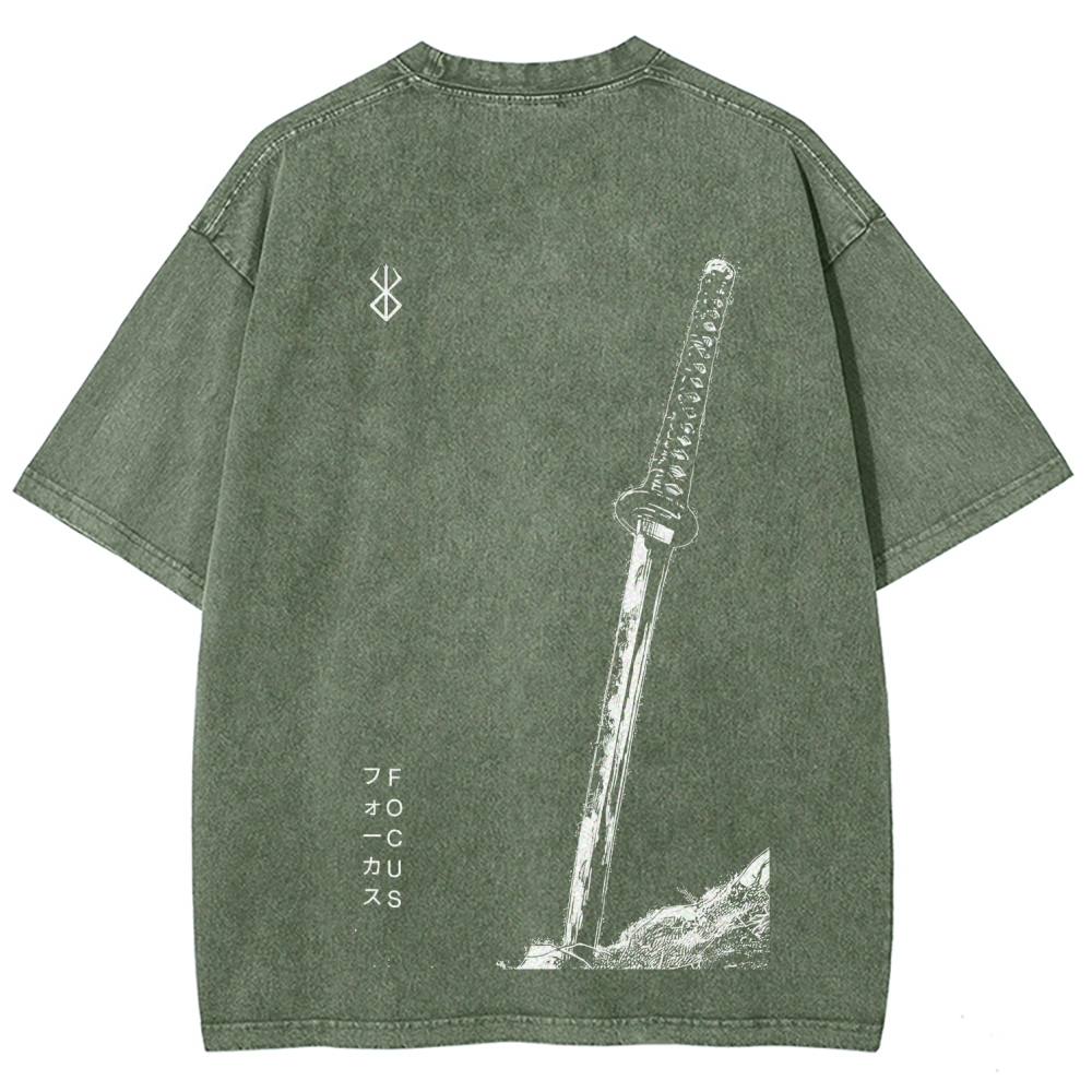 Berserk Anime Acid Washed Oversize T-Shirt