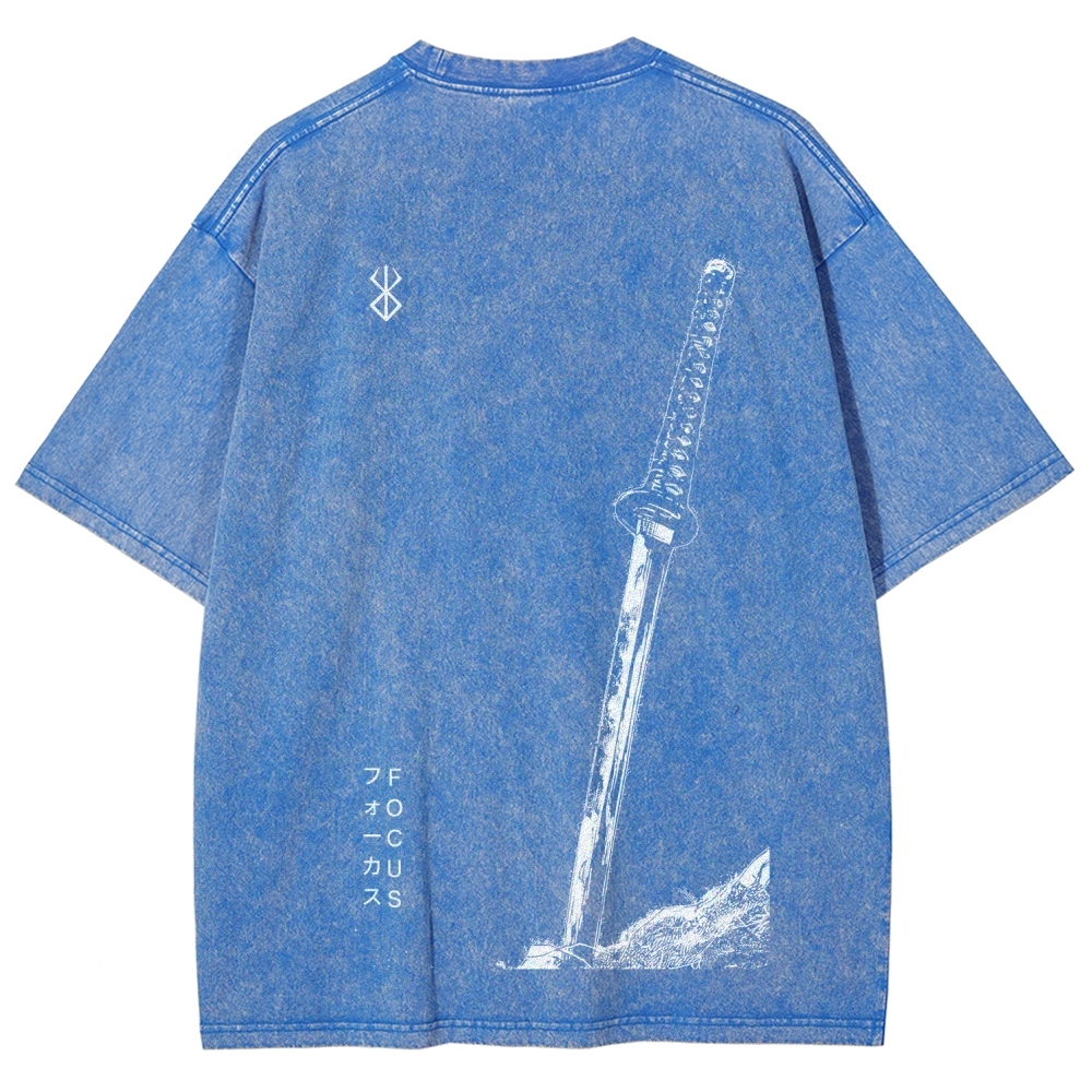 Berserk Anime Acid Washed Oversize T-Shirt