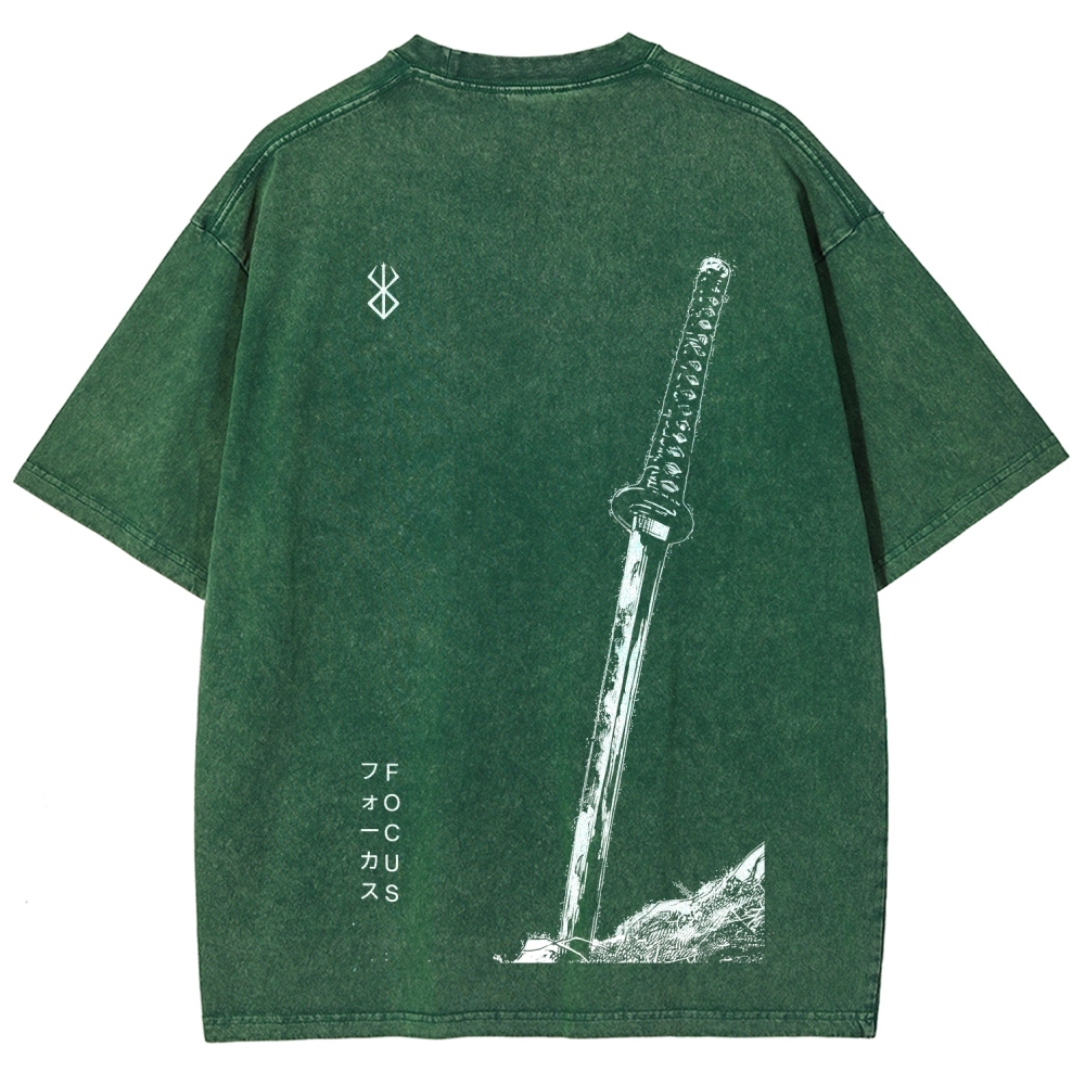 Berserk Anime Acid Washed Oversize T-Shirt