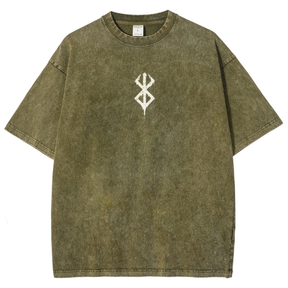 Berserk Anime Acid Washed Oversize T-Shirt