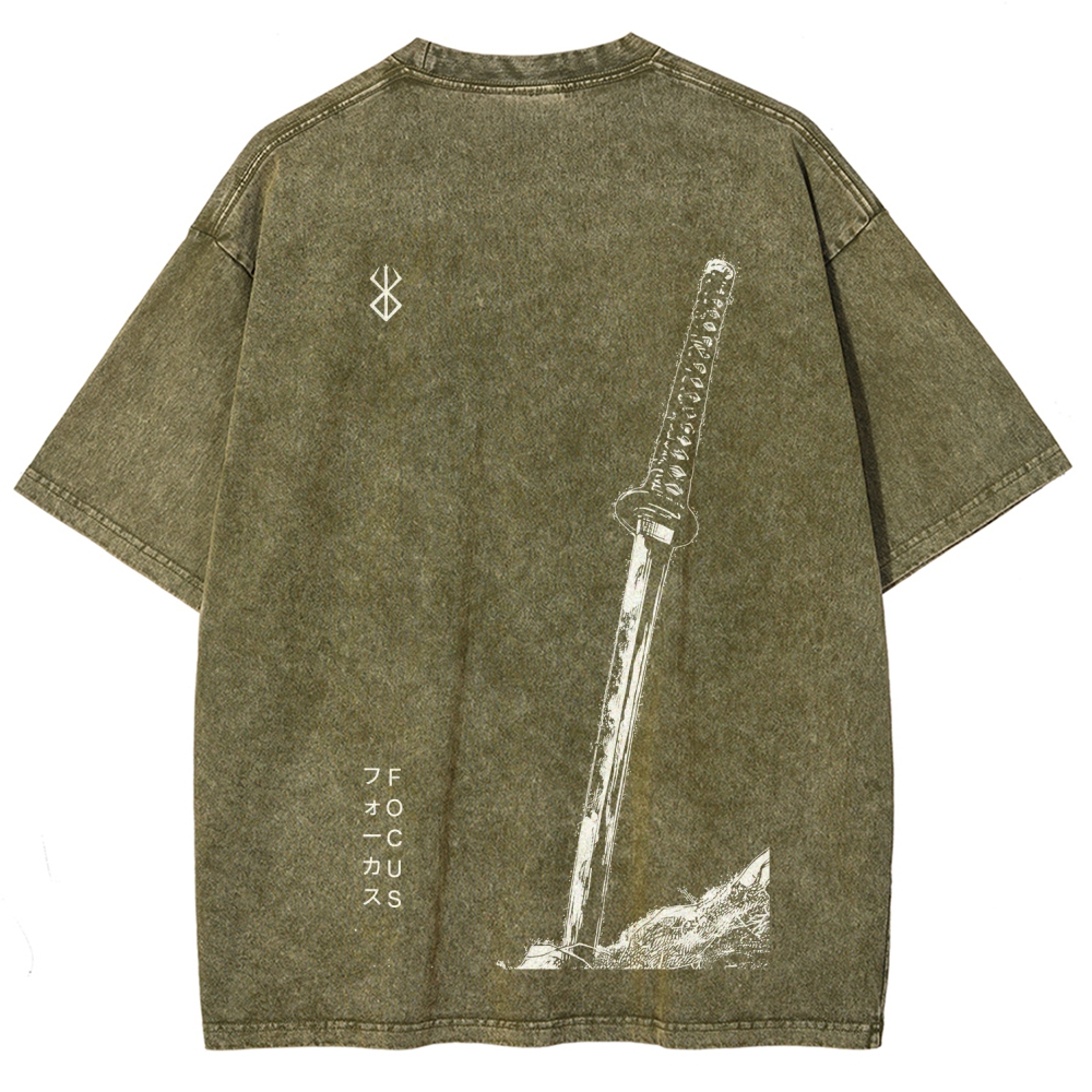 Berserk Anime Acid Washed Oversize T-Shirt