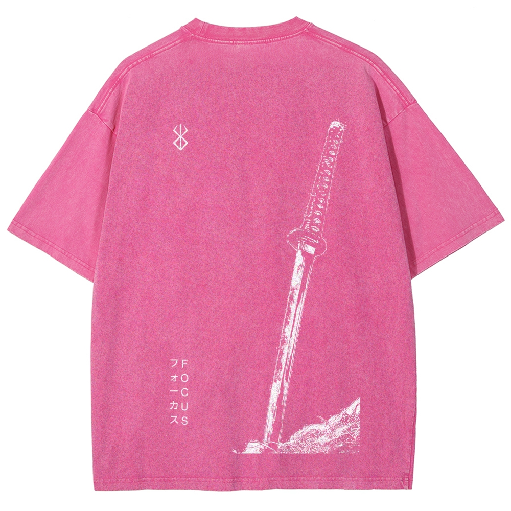 Berserk Anime Acid Washed Oversize T-Shirt