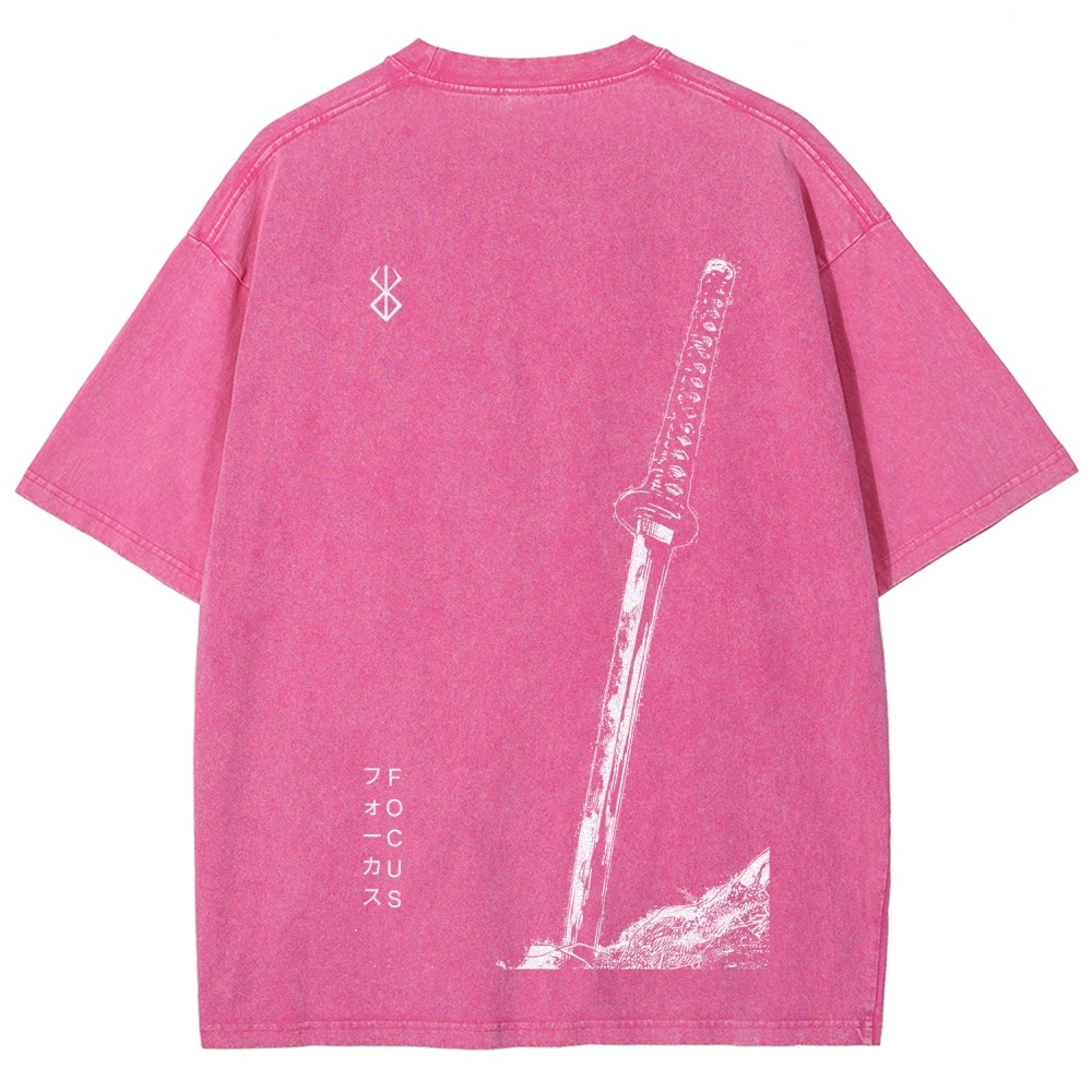Berserk Anime Acid Washed Oversize T-Shirt