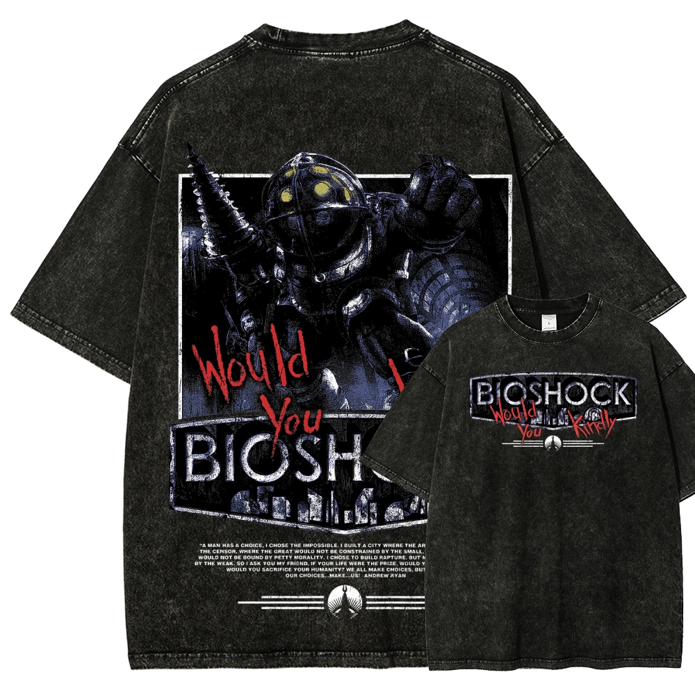 Bioshock Would You Kindly Art Horror Washed T-Shirt