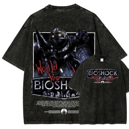 Bioshock Would You Kindly Art Horror Washed T-Shirt