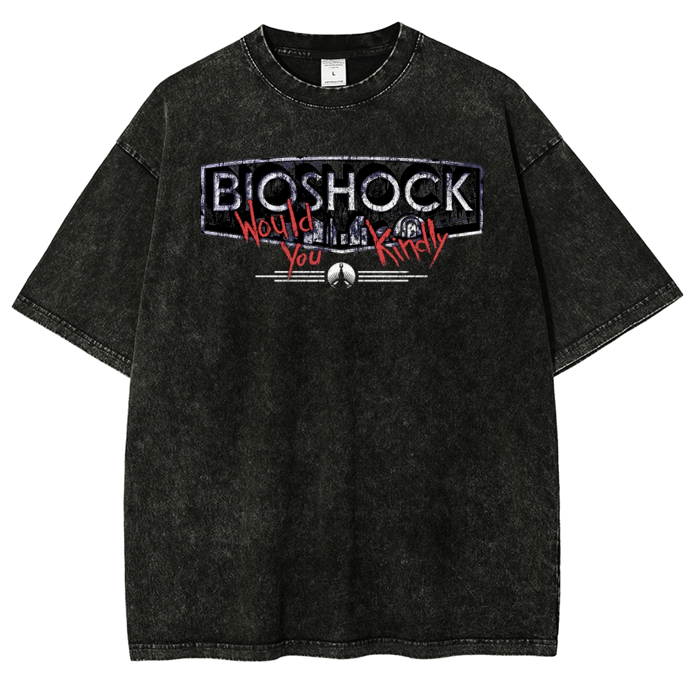 Bioshock Would You Kindly Art Horror Washed T-Shirt