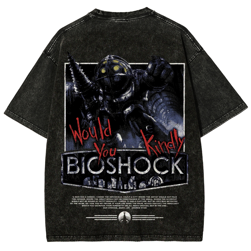 Bioshock Would You Kindly Art Horror Washed T-Shirt