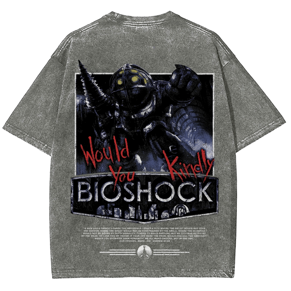 Bioshock Would You Kindly Art Horror Washed T-Shirt
