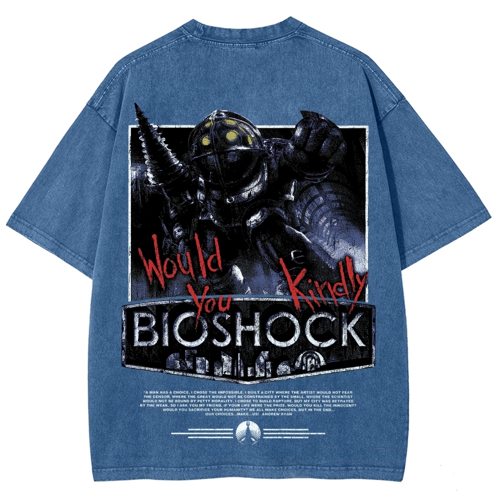 Bioshock Would You Kindly Art Horror Washed T-Shirt