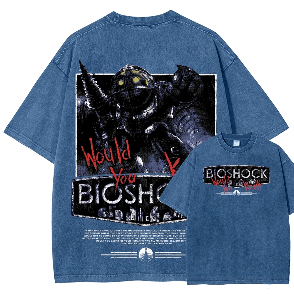 Bioshock Would You Kindly Art Horror Washed T-Shirt