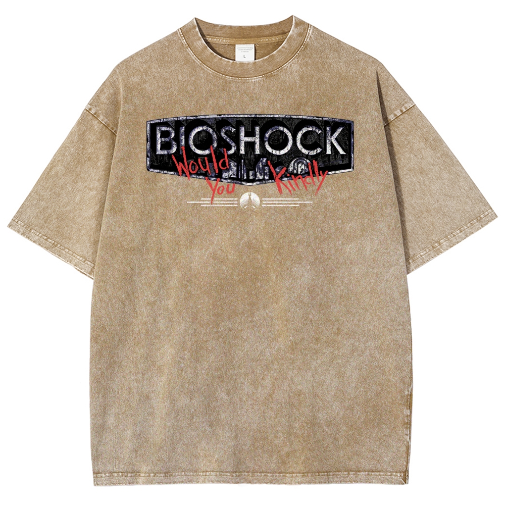 Bioshock Would You Kindly Art Horror Washed T-Shirt