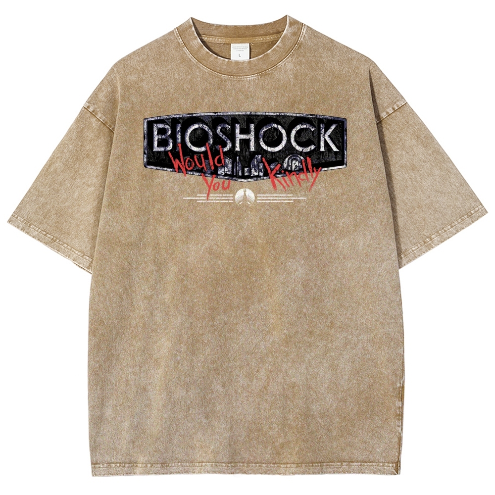 Bioshock Would You Kindly Art Horror Washed T-Shirt