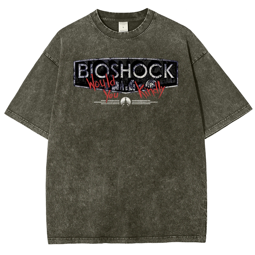 Bioshock Would You Kindly Art Horror Washed T-Shirt