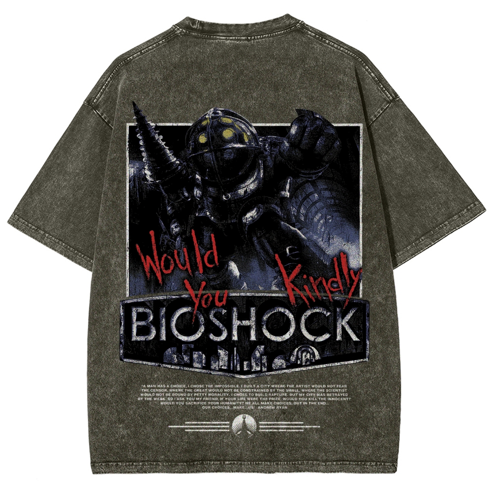 Bioshock Would You Kindly Art Horror Washed T-Shirt