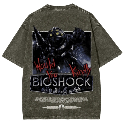 Bioshock Would You Kindly Art Horror Washed T-Shirt