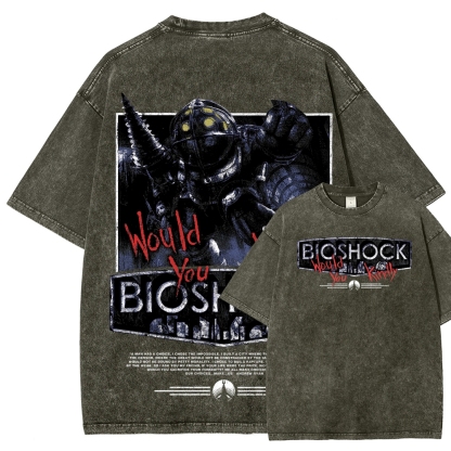 Bioshock Would You Kindly Art Horror Washed T-Shirt
