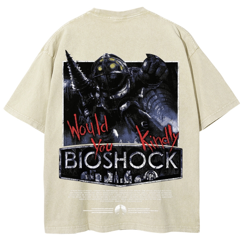 Bioshock Would You Kindly Art Horror Washed T-Shirt