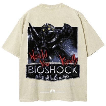 Bioshock Would You Kindly Art Horror Washed T-Shirt