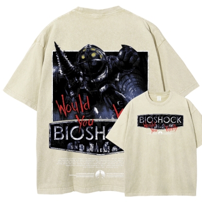 Bioshock Would You Kindly Art Horror Washed T-Shirt
