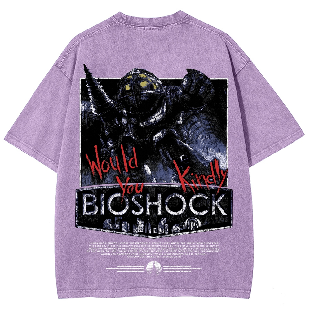 Bioshock Would You Kindly Art Horror Washed T-Shirt