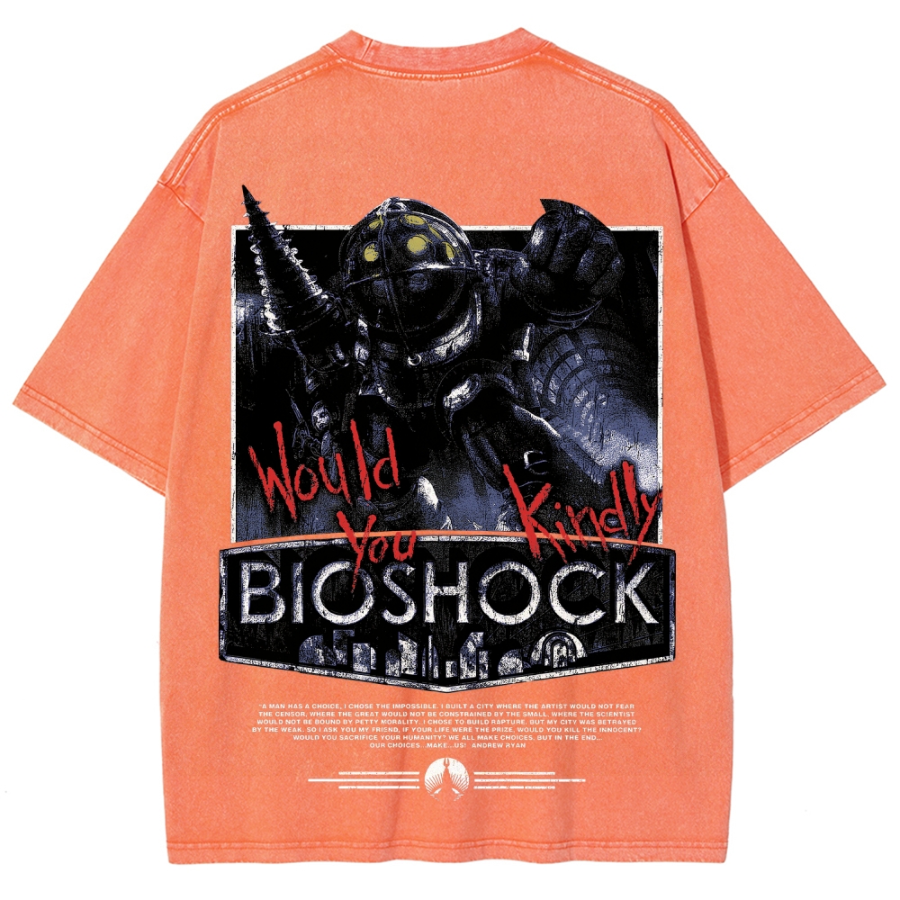 Bioshock Would You Kindly Art Horror Washed T-Shirt
