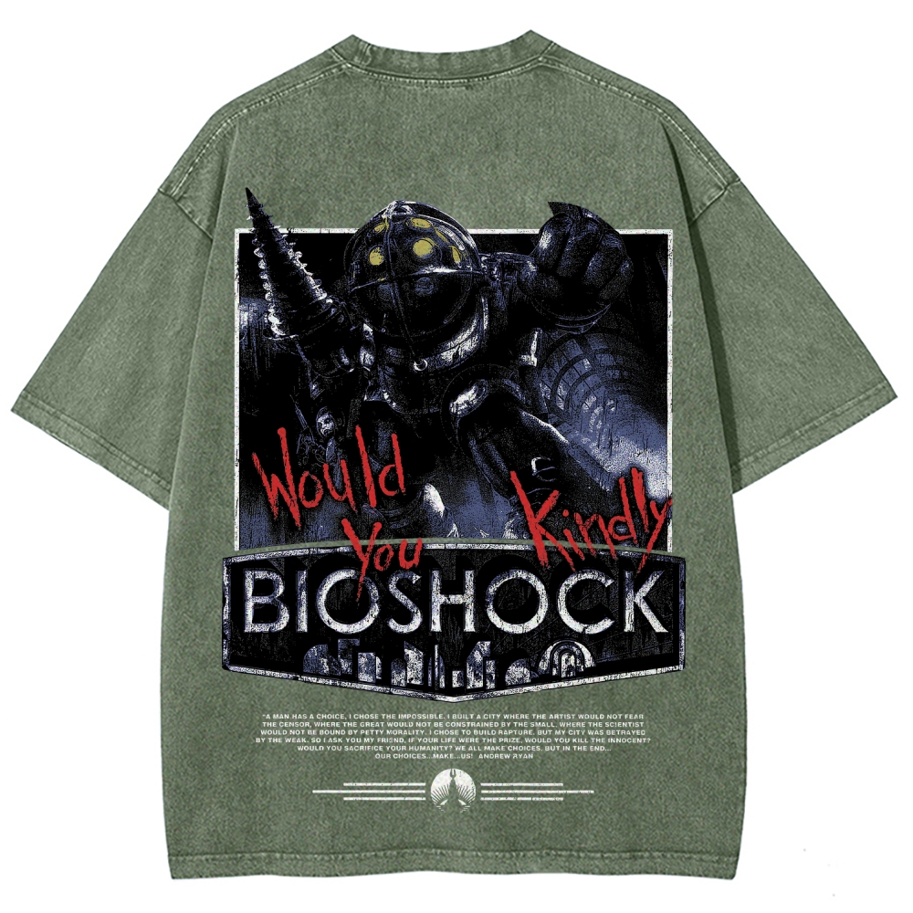 Bioshock Would You Kindly Art Horror Washed T-Shirt