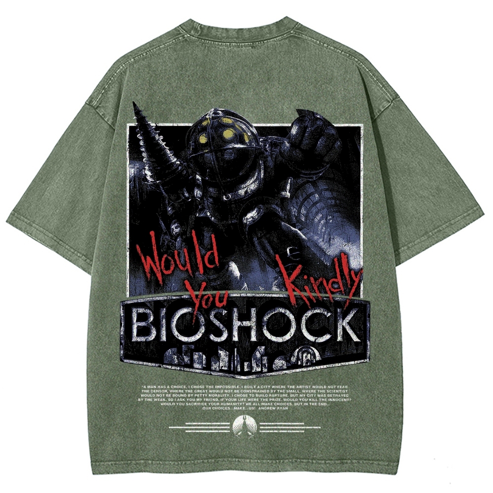 Bioshock Would You Kindly Art Horror Washed T-Shirt